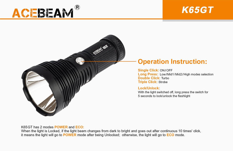 ACEBEAM Acebeam 6500 Lumen 1682M Versatile Professional Led Searchlight 