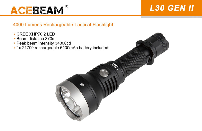 Acebeam 4000 Lumen Compact Rechargeable Led Torch 