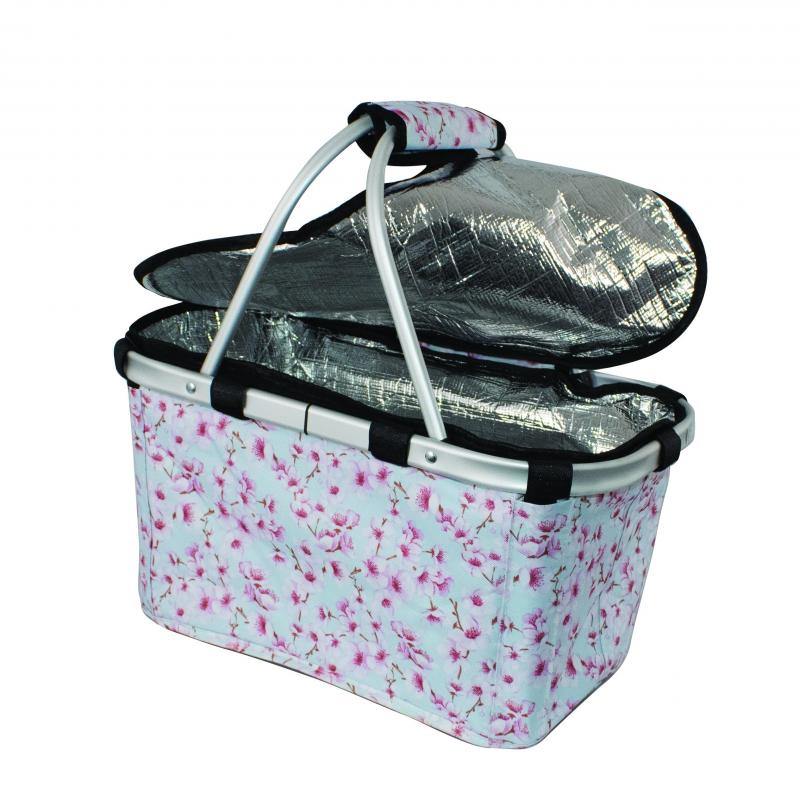 KARLSTERT Karlstert Two Handle Insulated Carry Basket With Zip Lid Blossoms 