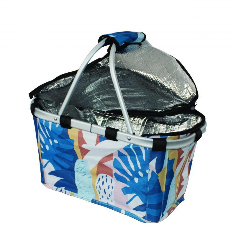 KARLSTERT Karlstert Two Handle Insulated Carry Basket With Zip Lid Abstract Monstera 
