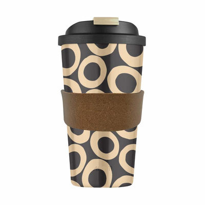 KARLSTERT Karlstert Bamboo Fiber Cup With Cork Band Gold Circles #14301 - happyinmart.com.au