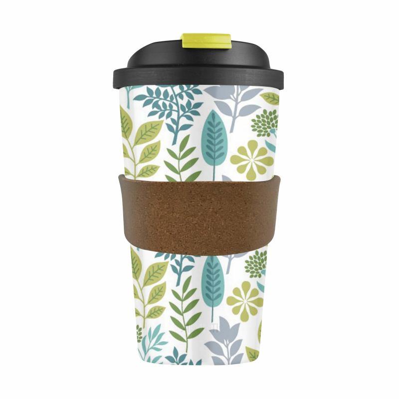KARLSTERT Karlstert Bamboo Fiber Cup With Cork Band Leaves 