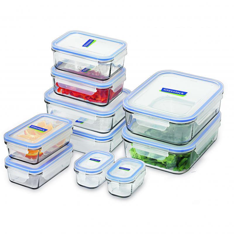 GLASSLOCK Glasslock 10 Piece Tempered Glass Food Container Set 