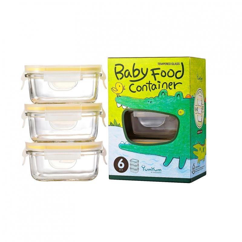 GLASSLOCK Glasslock 3 Piece Rectangle Baby Food Container Set 150ml 