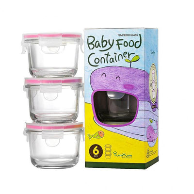 GLASSLOCK Glasslock 3 Piece Round Baby Food Container Set 165ml #28093 - happyinmart.com.au