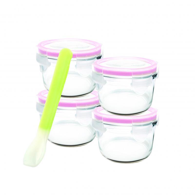 GLASSLOCK Glasslock 5 Pieces Round Baby Set With Silicone Spoon 165ml 