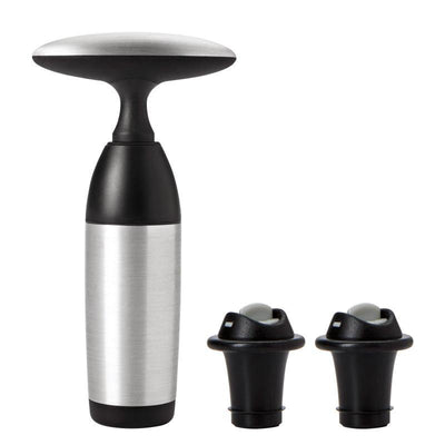 OXO Oxo Good Grips Steel Vacuum Wine Preserver And 2 Stoppers #48458 - happyinmart.com.au