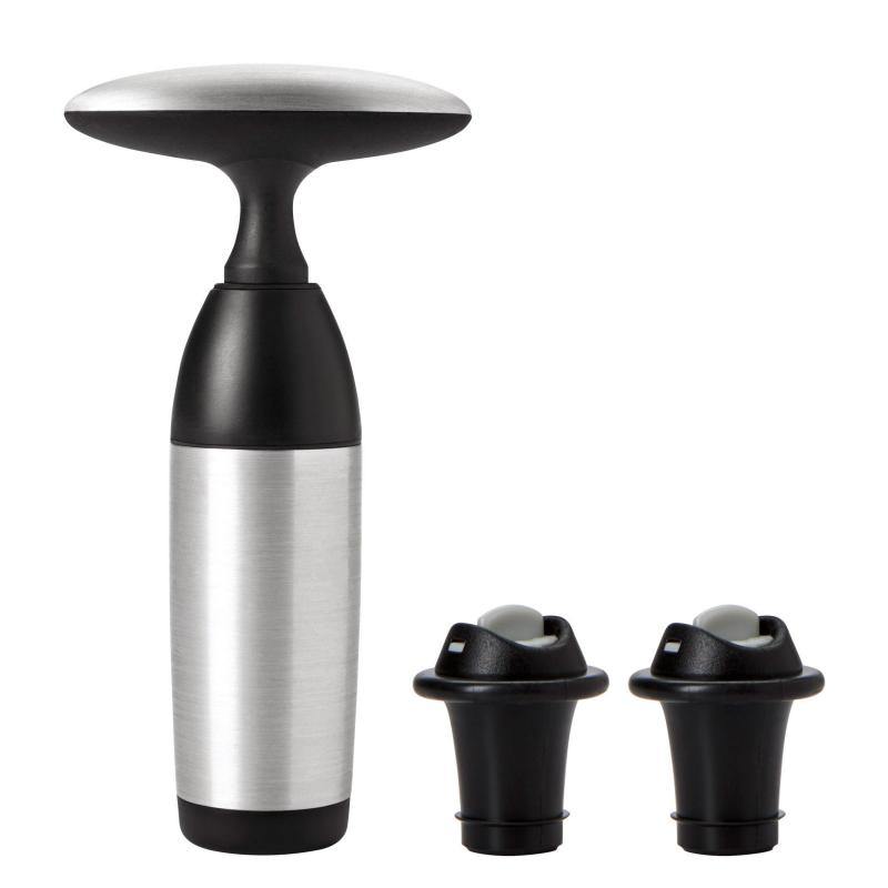 OXO Oxo Good Grips Steel Vacuum Wine Preserver And 2 Stoppers 