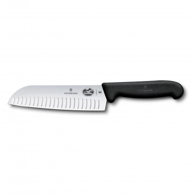 VICT PROF Victorinox Fibrox Santoku Knife Fluted Edge 17cm | Black 5.2523.17 - happyinmart.com.au