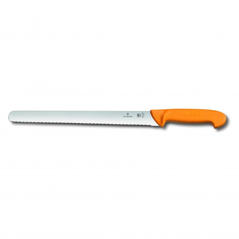 VICT PROF Victorinox Swibo Slicing Knife,30cm Round Wavy Blade 30mm Width - Yellow 5.8443.30 - happyinmart.com.au