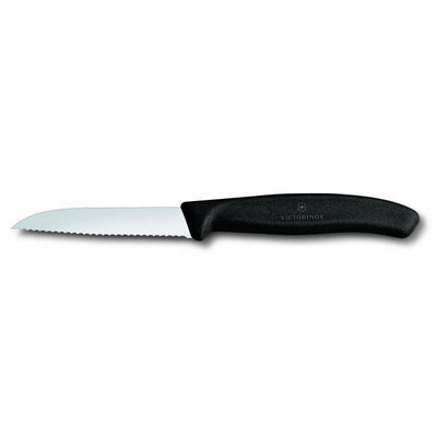 VICT PROF Victorinox Paring Knife, 8 Cm Strt Blade, Wavy Edge, Classic, Black 6.7433 - happyinmart.com.au