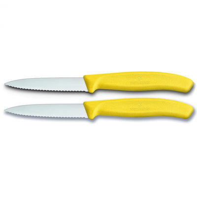 VICT PROF Victorinox Paring Knife, 8 Cm Pointed Tip, Wavy Edge,2 Pc Set, Classic 6.7636.L118B - happyinmart.com.au