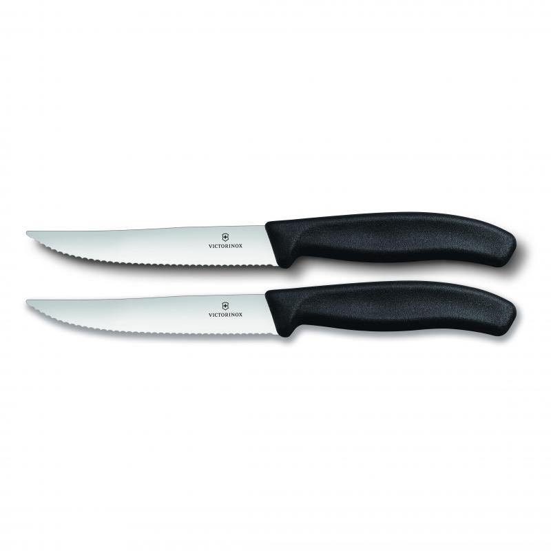 VICT PROF Victorinox Steak & Pizza Knife 12cm, Wide Blade, Wavy Edge, 2 Pc Set 6.7933.12B - happyinmart.com.au