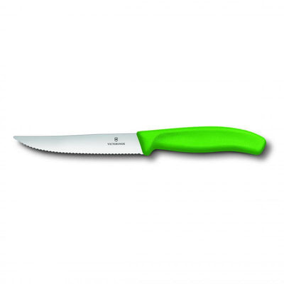 VICT PROF Victorinox Steak & Pizza Knife 12cm, Wide Blade, Wavy Edge, Classic Green 6.7936.12L4 - happyinmart.com.au