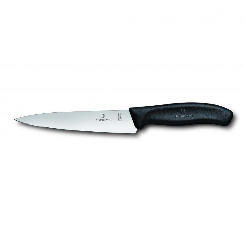 VICT PROF Victorinox Cooks-Carving Knife 15cm, Wide Blade, Classic, Black , Blister : 6.8003.15B - happyinmart.com.au