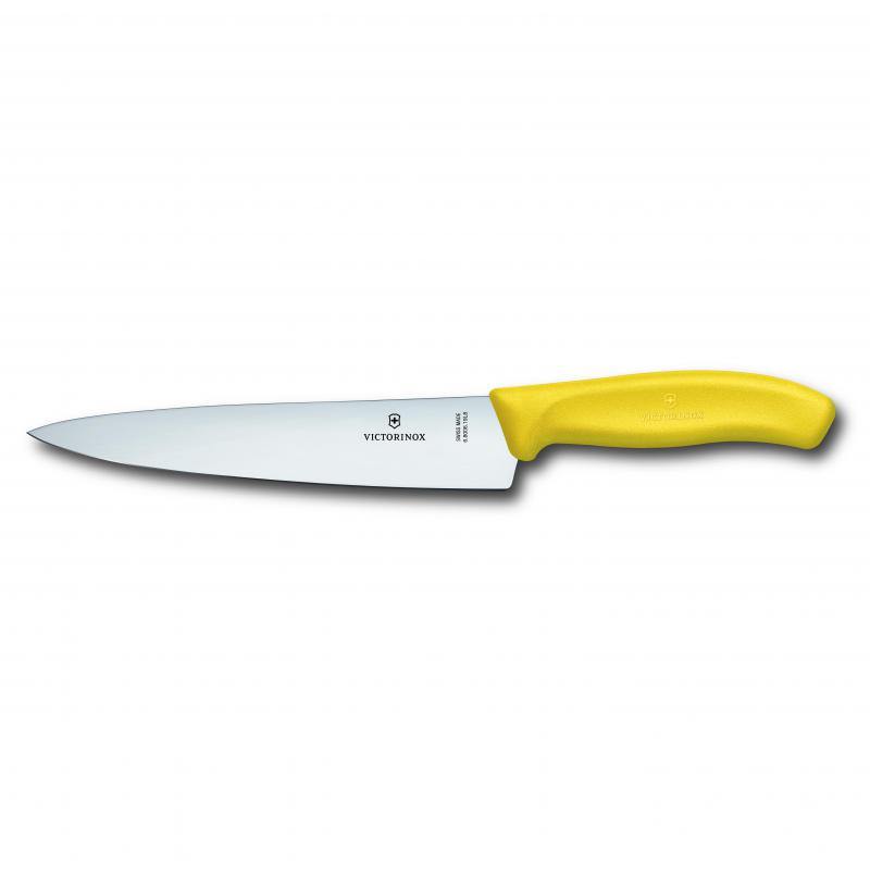 VICT PROF Victorinox Cooks-Carving Knife 19cm, Wide Blade, Classic, Yellow, Blister Pack 6.8006.19L8B - happyinmart.com.au