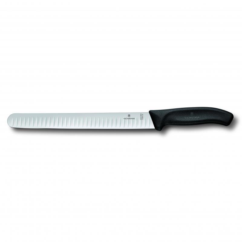 VICT PROF Victorinox Slicing Knife, 25cm Round Tip Wide Fluted Blade, Classic, 6.8223.25G - happyinmart.com.au