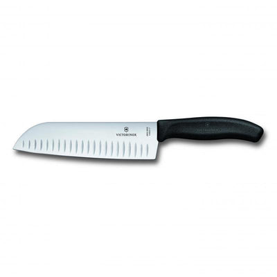 VICT PROF Victorinox Swiss Classic Fluted Wide Blade Santoku Knife, Black, 6.8523.17G 6.8523.17G - happyinmart.com.au
