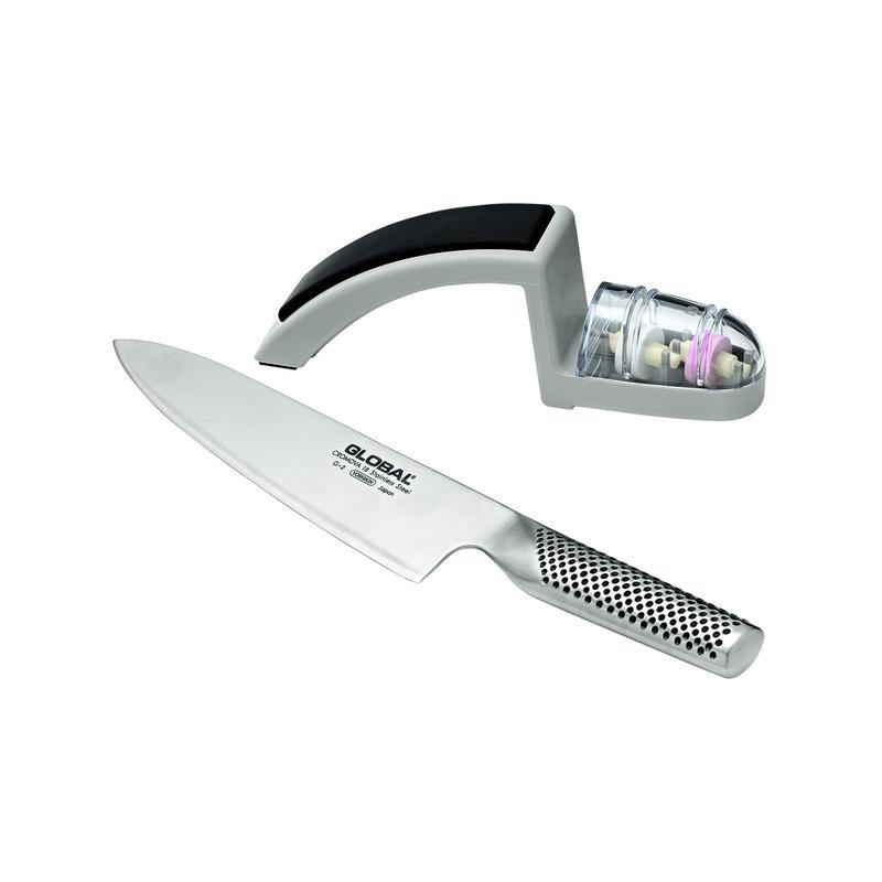 GLOBAL Global Knives Chef Cooks Knife 20cm With Minosharp Sharpener 