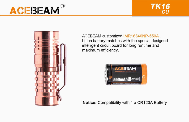 ACEBEAM Acebeam 1800 Lumens Cree Led Edc Compact Flashlight Copper 