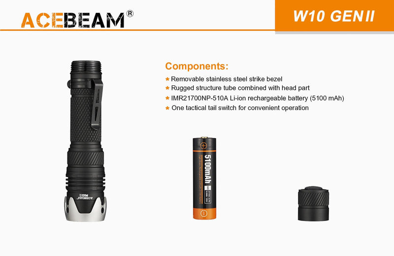 ACEBEAM Acebeam 450 Lumen Compact Rechargeable Ultra-Throw Lep Torch 