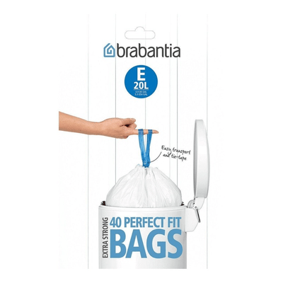 BRABANTIA Brabantia Bin Liner Code E 40 Bags Dispenser White Plastic #06602 - happyinmart.com.au