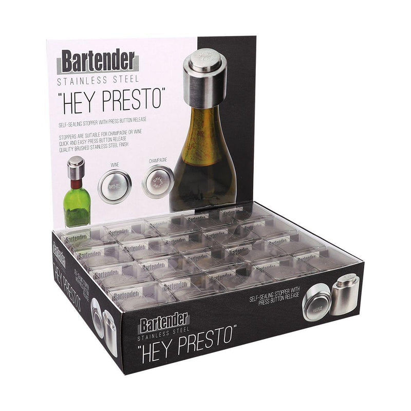 BARTENDER Bartender Hey Presto Stainless Steel Wine And Champagne Stoppers 1 Piece 