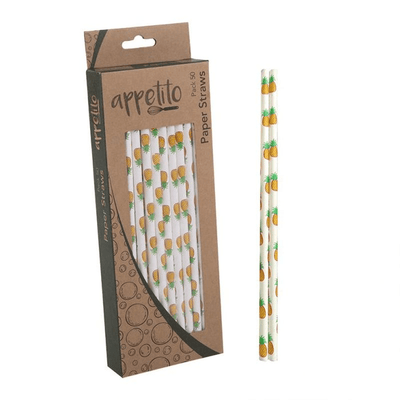 APPETITO Appetito Paper Straws Pack 50 Pineapple #3434-13 - happyinmart.com.au