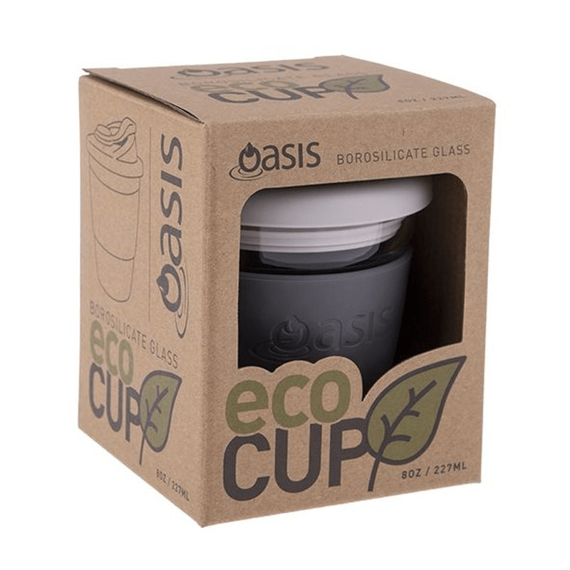 OASIS Oasis Borosilicate Glass Eco Cup 8oz Charcoal 