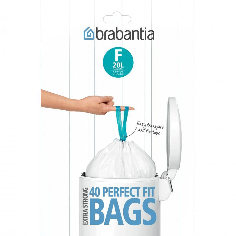 BRABANTIA Brabantia Bin Liner Code F 40 Bags White Plastic 