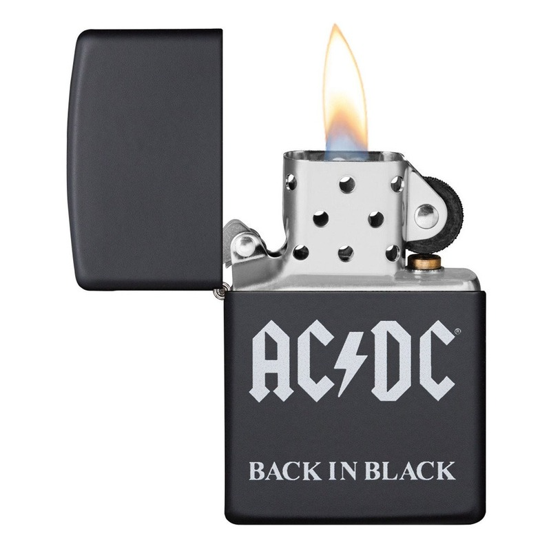 Zippo Lighter Ac Dc Back In Black Matte 