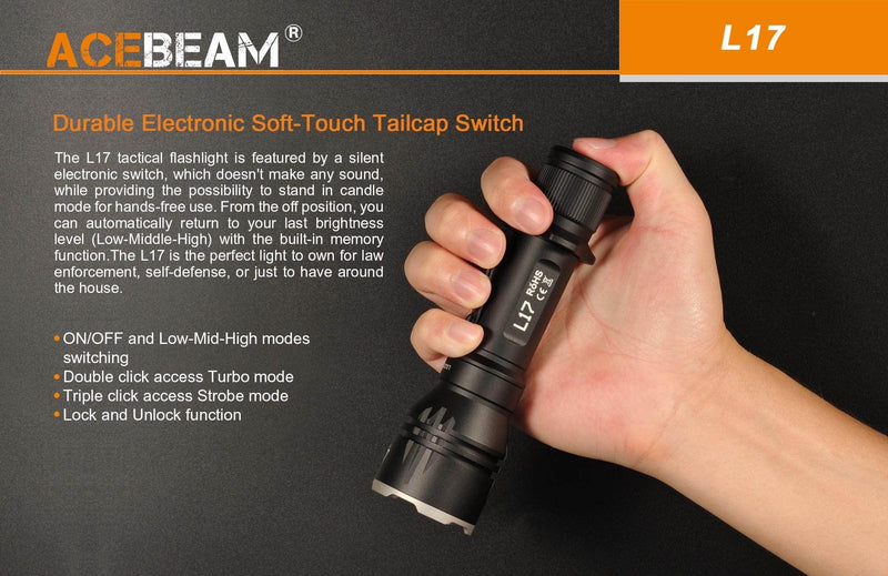 ACEBEAM Acebeam 1400 Lumen Compact Ultra-Long Throw Flashligh 