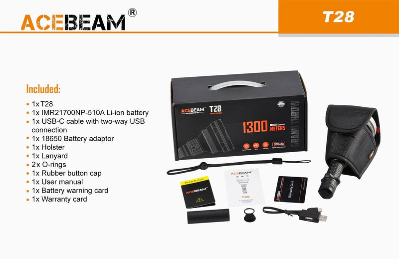 ACEBEAM Acebeam 2500 Lumen Rechargeable Long Range Flashlight 