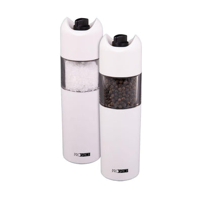 PROSPICE Prospice Horizon Gravity Battery Operated Salt And Pepper Mill Set White #2406W - happyinmart.com.au