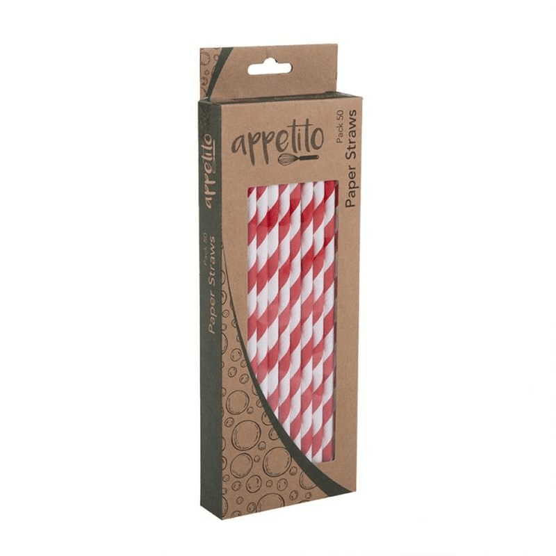 APPETITO Appetito Paper Straws Pack 50 Red Stripes 