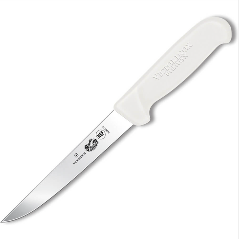 Victorinox Boning Knife 15cm Wide Straight Blade Fibrox White 