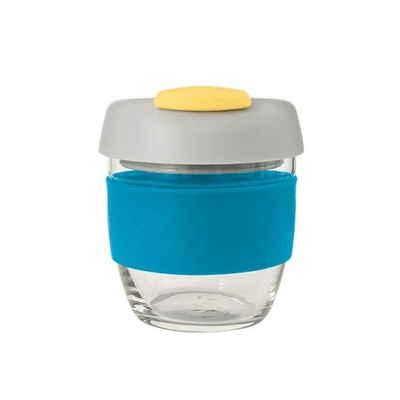AVANTI Glass Gocup Reusable Coffee Cup 236ml Blue Grey Yellow #13832 - happyinmart.com.au