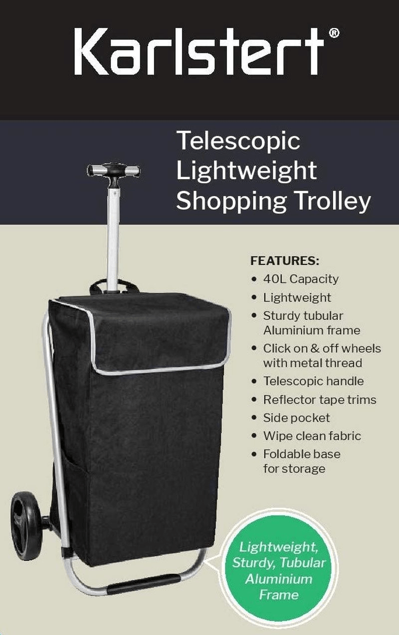 KARLSTERT Karlstert Aluminum Telescopic Shop Trolley Black 