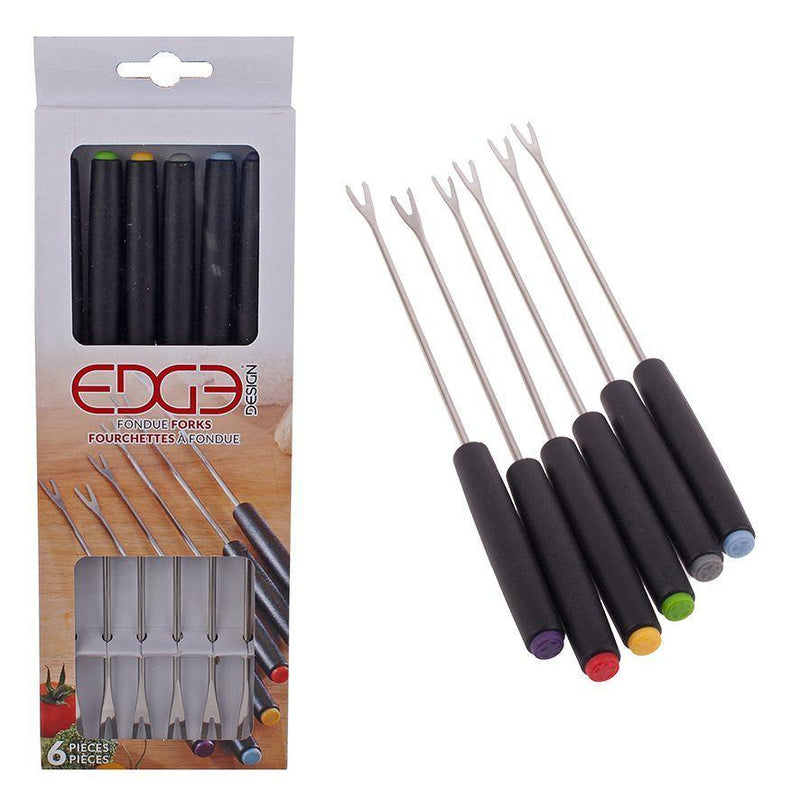 EDGE DESIGN Edge Design Fondue Forks Black Handle Set 6 