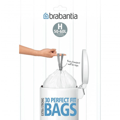 BRABANTIA Brabantia Bin Liner Code H 30 Bags White Plastic #06605 - happyinmart.com.au