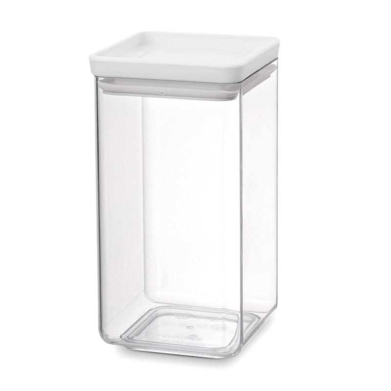 Stackable Square Canister 1.6L Light Grey Lid 