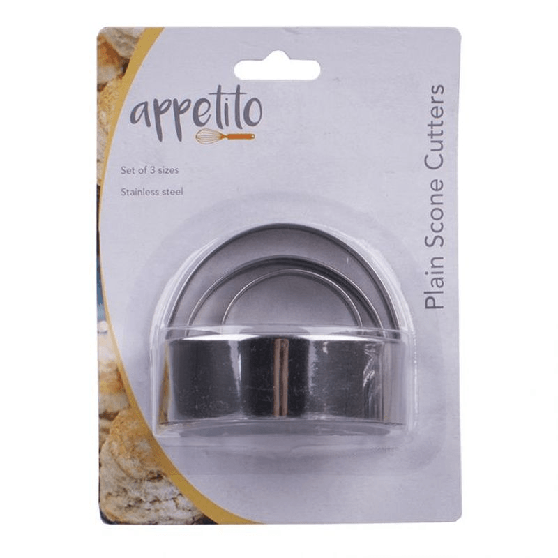 APPETITO Appetito Stainless Steel Plain Scone Cutters With Handle Set 3 