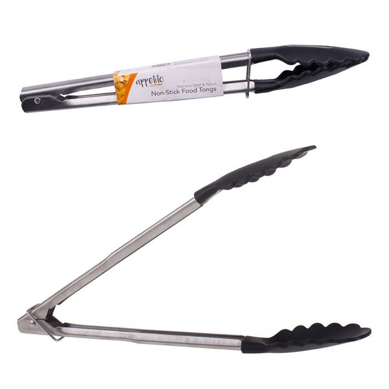 APPETITO Appetito Stainless Steel Tongs With Nylon Head Black 