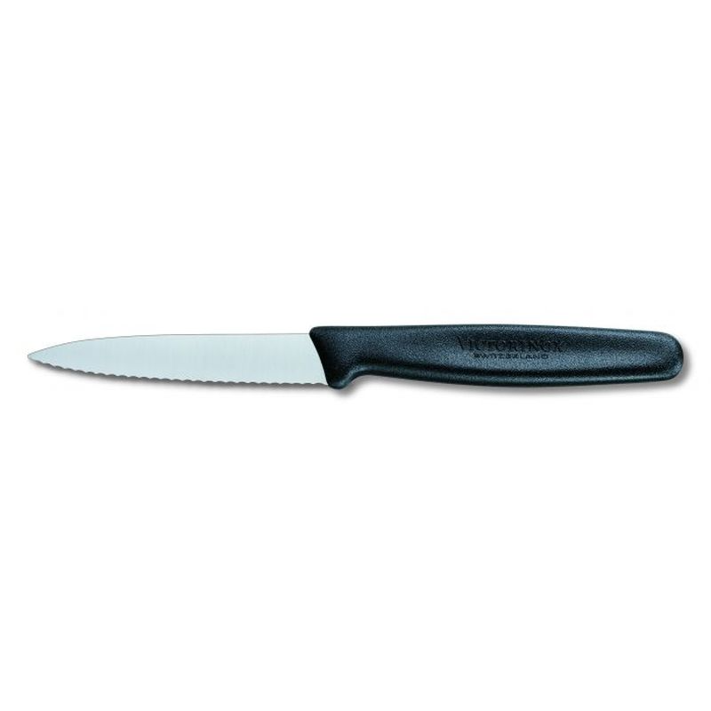 Victorinox Paring Knife 8cm Pointed Wavy Blade Black 