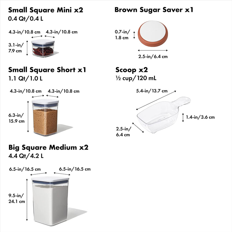 Oxo Good Grips 8-Piece Baking Essentials Pop Container Set White 
