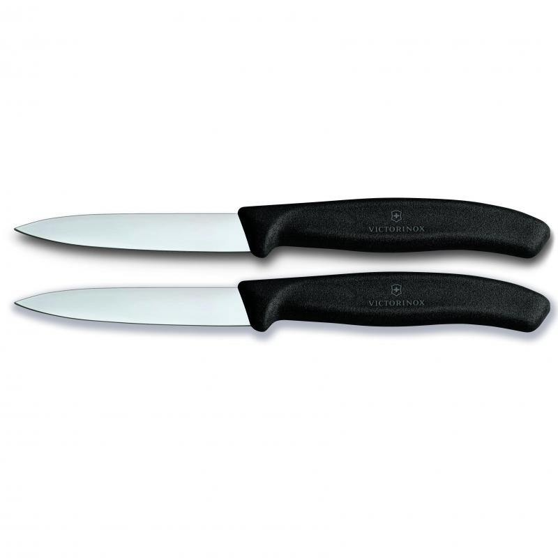 Victorinox Paring Stainless Steel Knife Pointed Blade 2 Pieces Set Classic Black 