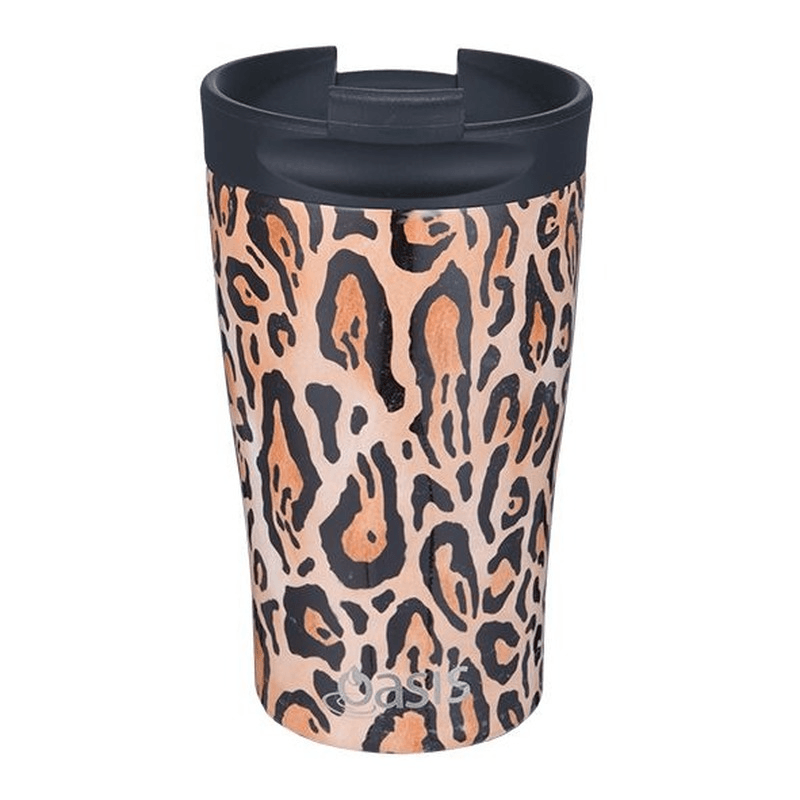 OASIS Oasis Stainless Steel Double Wall Insulated Travel Cup Leopard Print 