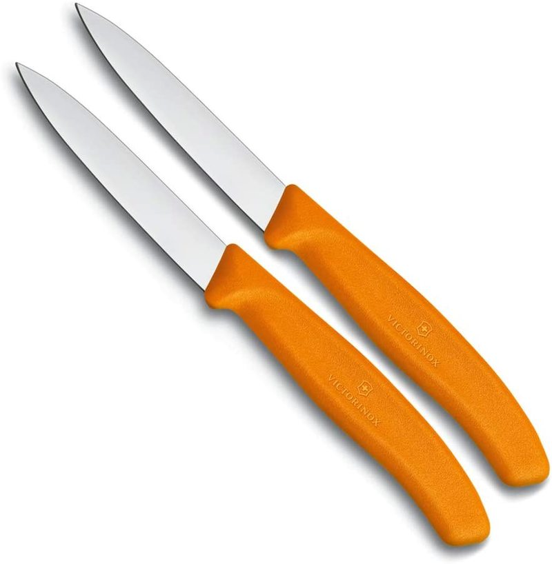 Victorinox Paring Stainless Steel Knife Pointed Blade 2 Pieces Set Classic Orange 