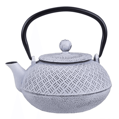 TEAOLOGY Teaology Cast Iron Teapot Parquetry White #4086W - happyinmart.com.au