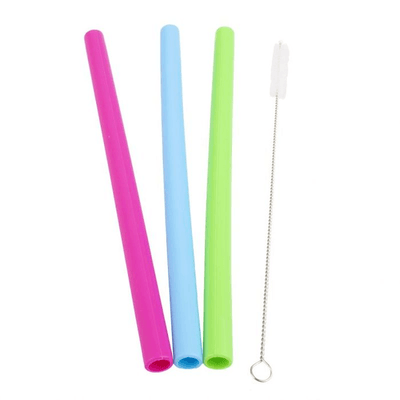 APPETITO Appetito Jumbo Smoothie Straws Set 3 With Brush Asst Colours #3438-2 - happyinmart.com.au